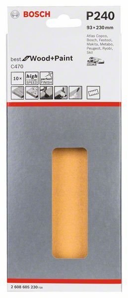 ARKUSZE ŚCIERNE 93*230MM G240 10PC BOSCH