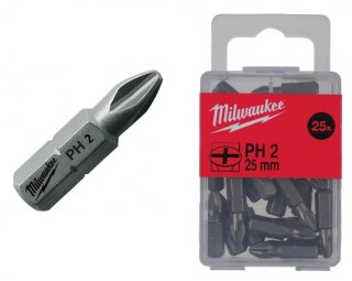 BIT, GROT, KOŃCÓWKA PH2 25MM 25 SZT. MILWAUKEE