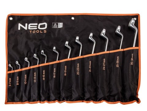 KLUCZE OCZKOWE ODGIĘTE 6-32MM, 12 SZTUK NEO