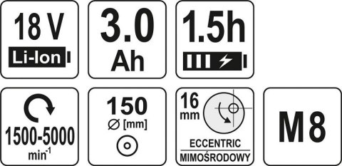 POLERKA MIMOŚRODOWA BEZSZCZOTKOWA 18V YATO