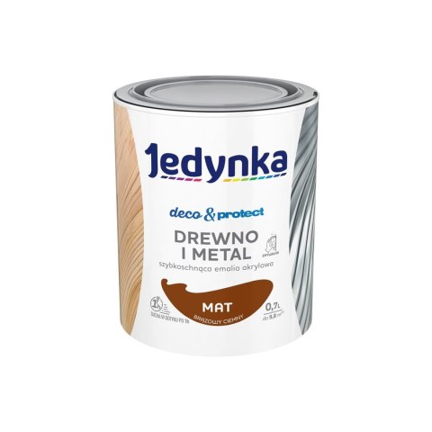 JEDYNKA DECO&PROTECT DREWNO I METAL MAT BRĄZOWY CIEMNY 0,7L JEDYNKA