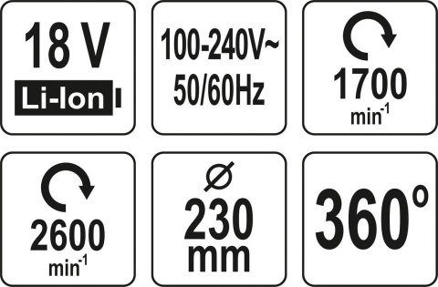 WENTYLATOR HYBRYDOWY 18V/240V BEZ AKUMULATORA YATO