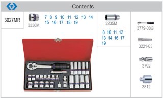 ZESTAW NASADEK 3/8'' 27CZ KR.DŁ 7-19MM 6-KĄT 8-19MM 12-KĄT. KING TONY