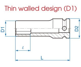 NASADKA DŁUGA UDAROWA CIENKOŚCIENNA 6-KĄTNA 1/2 22MM KING TONY