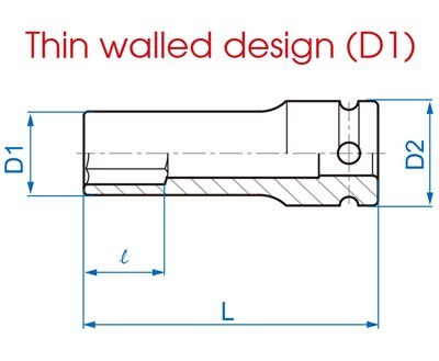 NASADKA DŁUGA UDAROWA CIENKOŚCIENNA 6-KĄTNA 1/2 22MM KING TONY