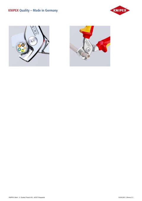 NOŻYCE DO KABLI IZOLOWANE 1000V 160MM KNIPEX