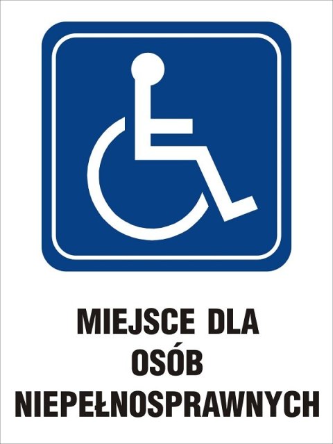 TABLICA 30*35CM MIEJSCE DLA OSÓB NIEPEŁNOSPRAWNYCH UN