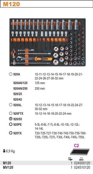 ZESTAW NASADEK I AKCES. 75SZT. W MIĘKKIM WKŁ.PROFILOWANYM BETA