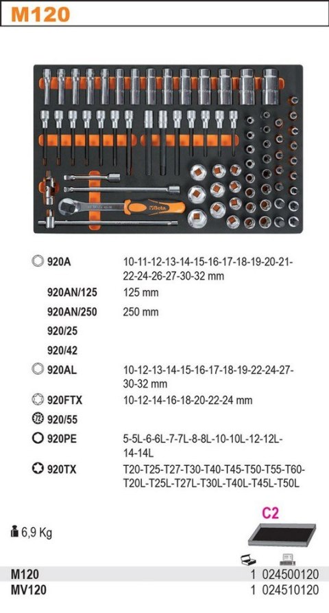ZESTAW NASADEK I AKCES. 75SZT. W MIĘKKIM WKŁ.PROFILOWANYM BETA
