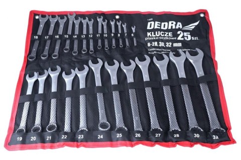 KOMPLET KLUCZY PŁASKO-OCZKOWYCH 25-SZTUK 6-32MM DEDRA