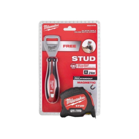 TAŚMA MIERNICZA STUD 2-5M MAGNETIC + OTWIERACZ TRI LOBE MILWAUKEE