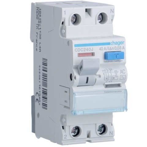 WYŁĄCZNIK RÓŻNICOWOPRĄDOWY 40A 30MA 2-POLOWY AC HAGER