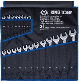 ZESTAW KLUCZY PŁASKO-OCZKOWYCH 6-32MM 21CZ., ETUI KING TONY