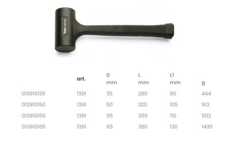 MŁOTEK BEZODRZUTOWY POKRYTY GUMĄ 65 MM BETA