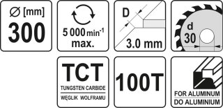 TARCZA WIDIOWA DO ALUMINIUM 300*30MM 100 ZĘBÓW YATO