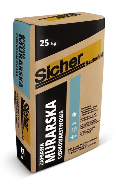 ZAPRAWA MURARSKA DO BLOCZKÓW Z BETONU KOMÓRKOWEGO BIAŁA 25KG SICHER
