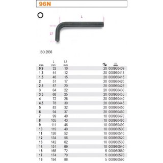 KLUCZ TRZPIENIOWY KĄTOWY 6-KĄTNY 10MM BETA