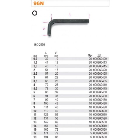 KLUCZ TRZPIENIOWY KĄTOWY 6-KĄTNY 10MM BETA