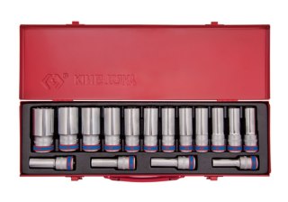 ZESTAW NASADEK DŁUGICH 6-KĄTNYCH 1/2'' 10-32MM ,16CZ. KASETA KING TONY