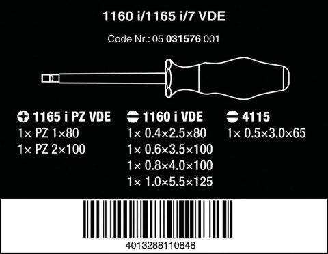 ZESTAW WKRĘTAKÓW KRAFTFORM COMFORT VDE+TESTER FAZY, 7 CZĘŚCI WERA