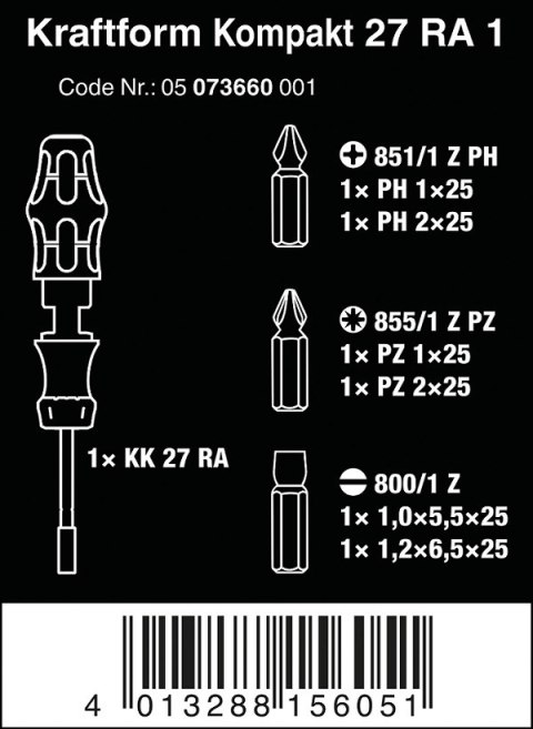 ZESTAW KRAFTFORM KOMPAKT 27 RA 1 SB, 6 CZĘŚĆ WERA