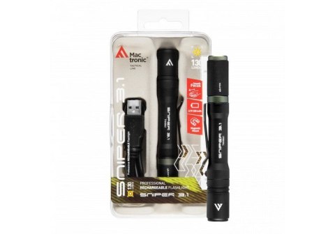 LATARKA RĘCZNA SNIPER 3.1 130LM ŁADOWALNA MACTRONIC