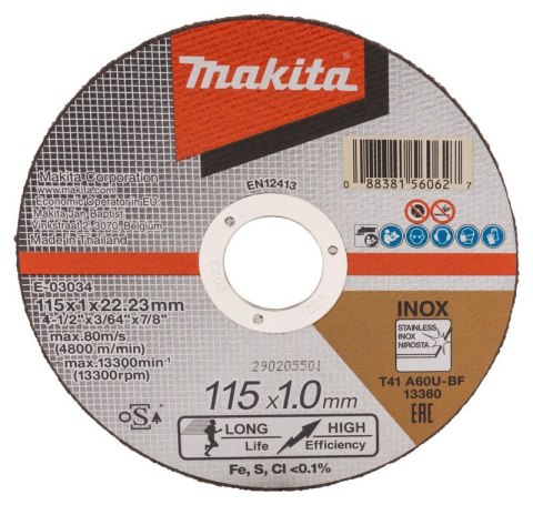 TARCZA DO METALU 115*1,0*22MM A60U MAKITA
