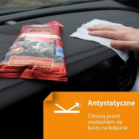 ŚCIERECZKI DO KOKPITU BŁYSZCZĄCE CYTRYNA 24SZT. MOJE AUTO