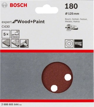 PAPIER ŚCIERNY RW D125 G180 5PC. BOSCH