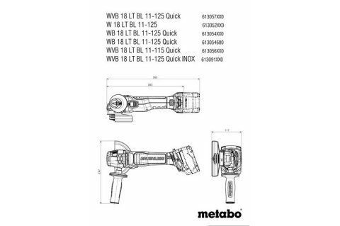 SZLIFIERKA KĄTOWA AKUMULATOROWA 125 WB 18 LT BL 11-125 QUICK METABO