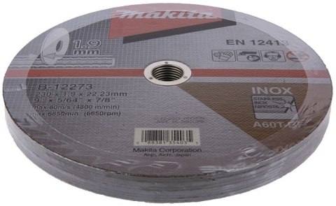 TARCZA TNĄCA CIENKA DO METALU 230MM*1.9*22MM A60T 10PC MAKITA