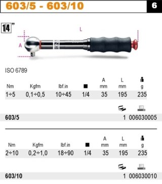 KLUCZ DYNAMOMETRYCZNY 2-10NM 1/4'' BETA