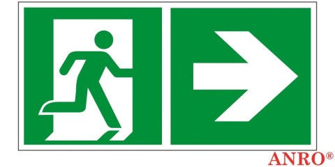 ZNAK BEZP. KIERUNEK DO WYJŚCIA W PRAWO, PCV 150X300 UN