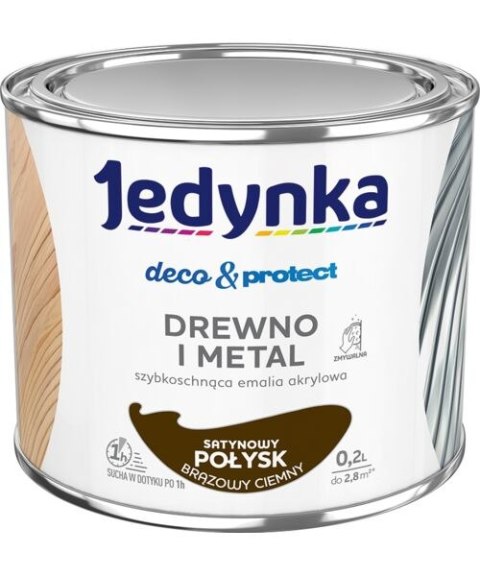 JEDYNKA DECO&PROTECT DREWNO I METAL SATYNA BRĄZOWY CIEM 0,2L JEDYNKA