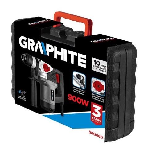 MŁOT UDAROWY OBROTOWY SDS+ 900W, UDAR 4J WALIZKA GRAPHITE