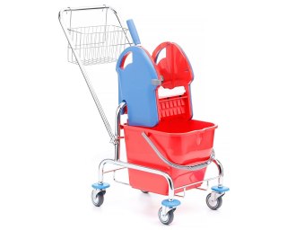 WÓZEK DO SPRZĄTANIA, 1 WIADRO 20L, Z PRASĄ I KOSZYKIEM UN