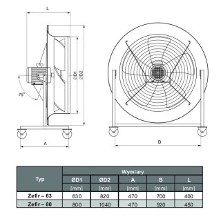 WENTYLATOR ZEFIR-80 1F Z REGULATOREM TYWENT
