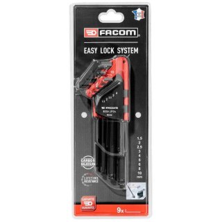 ZESTAW KLUCZY TRZP. ZAGIĘTYCH DŁUGICH Z KULKĄ 6-KĄTNE 9SZT. FACOM