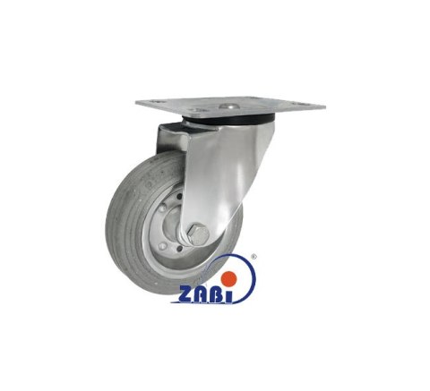 KOŁO METAL-GUMA 100MM OBUDOWA SKRĘTNA WĄSK. GUMA SZARA 12LS ZABI