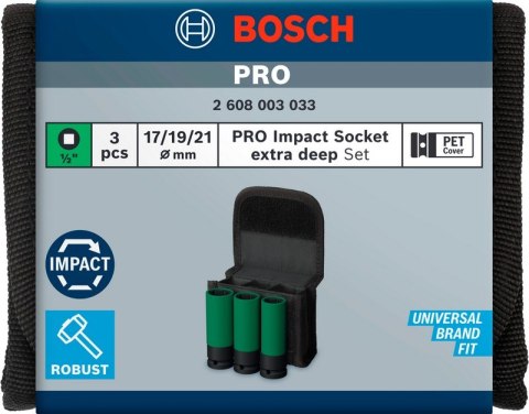 ZESTAW KLUCZY NASADOWYCH 1/2'' XL PRO S 3SZT. BOSCH