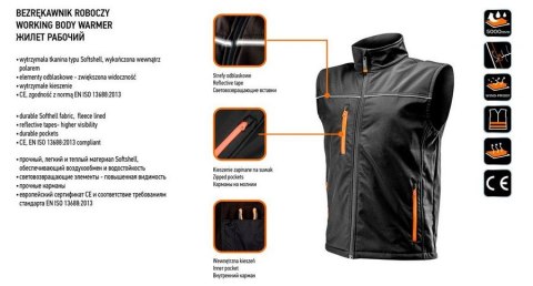 BEZRĘKAWNIK ROBOCZY SOFTSHELL ROZMIAR L NEO