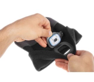 CZAPKA Z LATARKĄ LED CZARNO-SZARO-POMARAŃCZOWA PREMIUM NEO