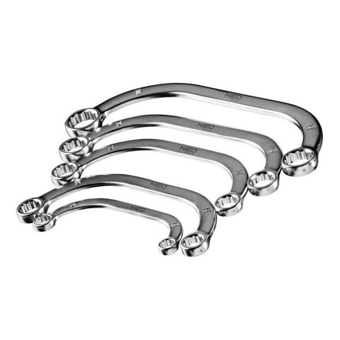 KOMPLET KLUCZY OCZKOWYCH WYGIĘTYCH 9-22MM 5SZT. NEO