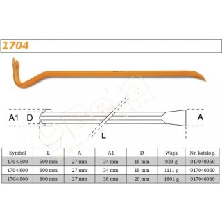 DŹWIGNIA CIESIELSKA 800MM BETA