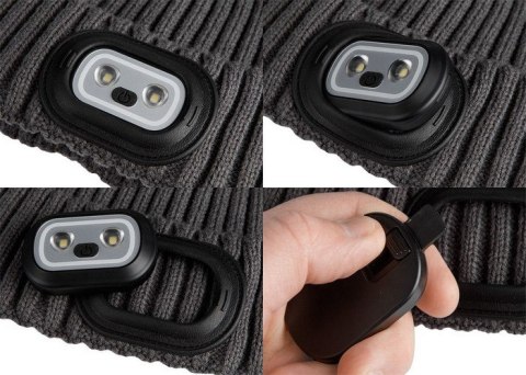 CZAPKA Z LATARKA LED RGB GRAFITOWA NEO