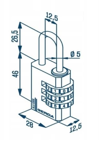 KŁÓDKA PAŁĄKOWA ALUMINIOWA SZYFROWA 3 DYSKI KAS S30 CZARNA GERDA