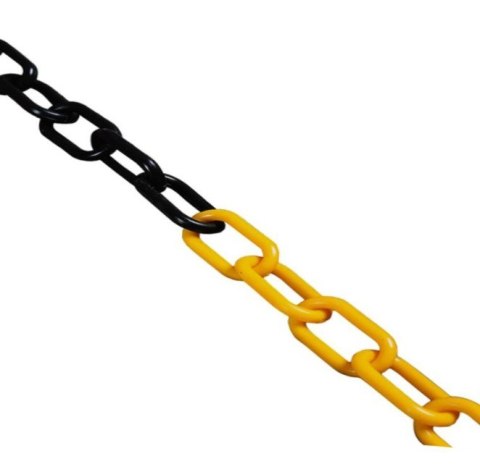 ŁAŃCUCH PLASTIKOWY ŻÓŁTO-CZARNY 8*41MM 25MB SZPULA UN