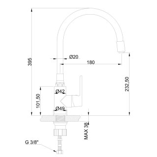 BATERIA ZLEWOZMYWAK MAGIC Z ELAST WYLEWKĄ, KOLOR CZARNY/GOLD INVENA