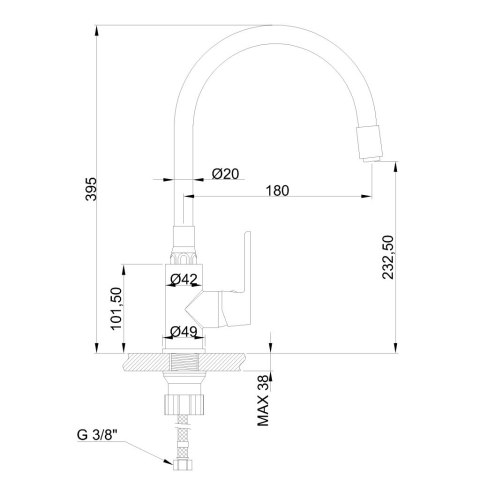 BATERIA ZLEWOZMYWAK MAGIC Z ELAST WYLEWKĄ, KOLOR CZARNY/GOLD INVENA