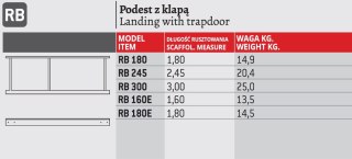PODEST ROBOCZY Z WŁAZEM 180CM RB180E FARAONE